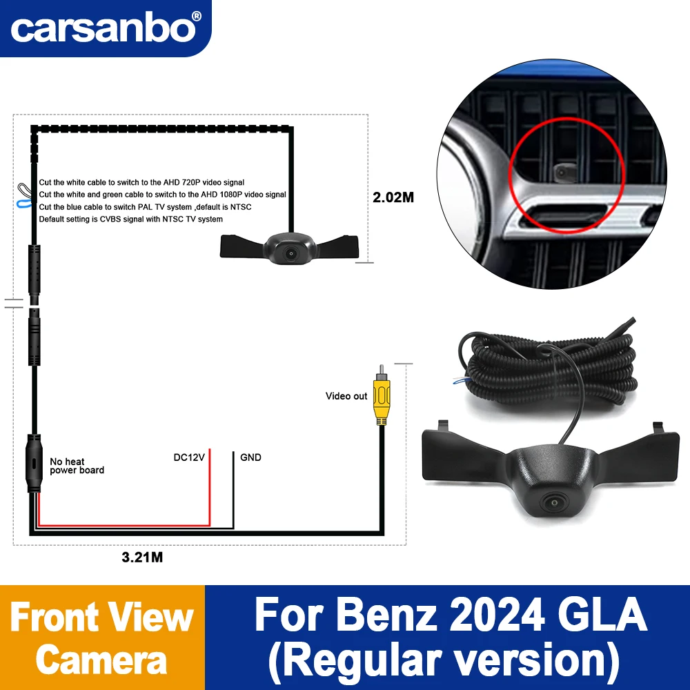 

Carsanbo For Mercedes Benz 2024 GLB Front View Camera Car Night Vision Fisheye Waterproof Vehicle OEM Front Camera