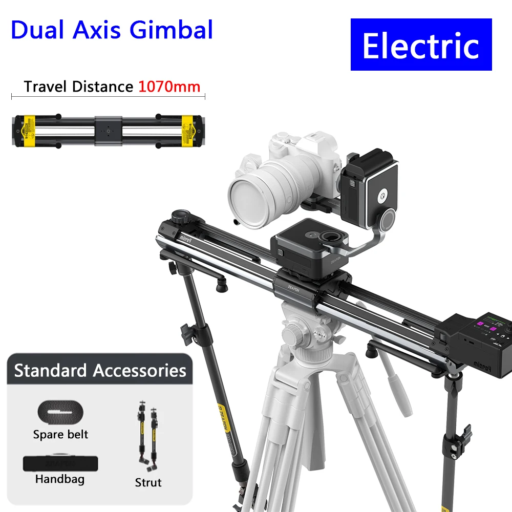 ZEAPON 100CM Camera Track Slide With Dual Axis Gimbal 12kg Load-Bearing Ultra-Quite Brushless Motor Video Stabilizer Rail