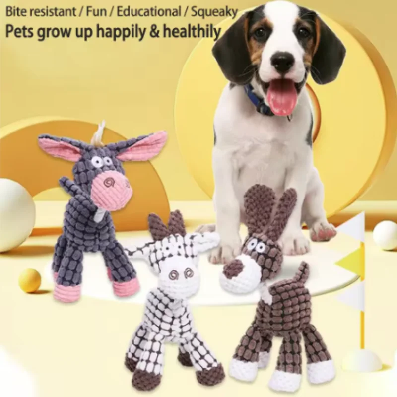 Juguete de Peluche con Forma de Burro para Perros, con Sonido, Interactivo, Resistente a Mordidas, para Entrenamiento Molar y Descompresión, Suministros para Mascotas