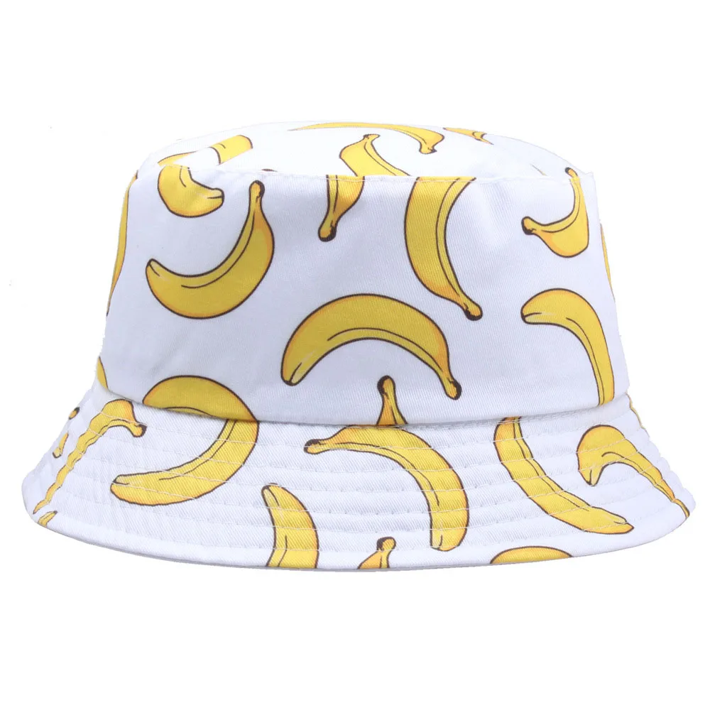 Panama Bucket Hat Men Women Summer Bucket Cap Banana Print Bob Hat Hip Hop Gorros Fishing Fisherman Hat Sun Cap