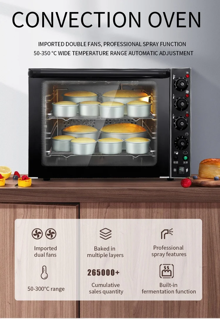 Multi-functional Electric 68L Convection Oven Cake/bread/pizza Convection Oven for Bakery Forno Stainless Steel