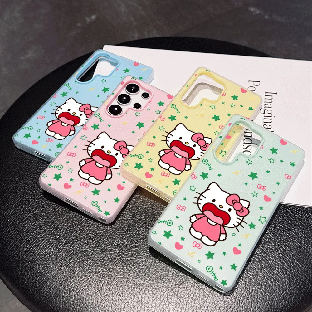 Funny Open Mouth Hello Kitty Phone Case For Galaxy S26 S25 S24 S23 S22 S21 Ultra Plus FE Galaxy A56 A55 A54 A37 A36 A35 Cover