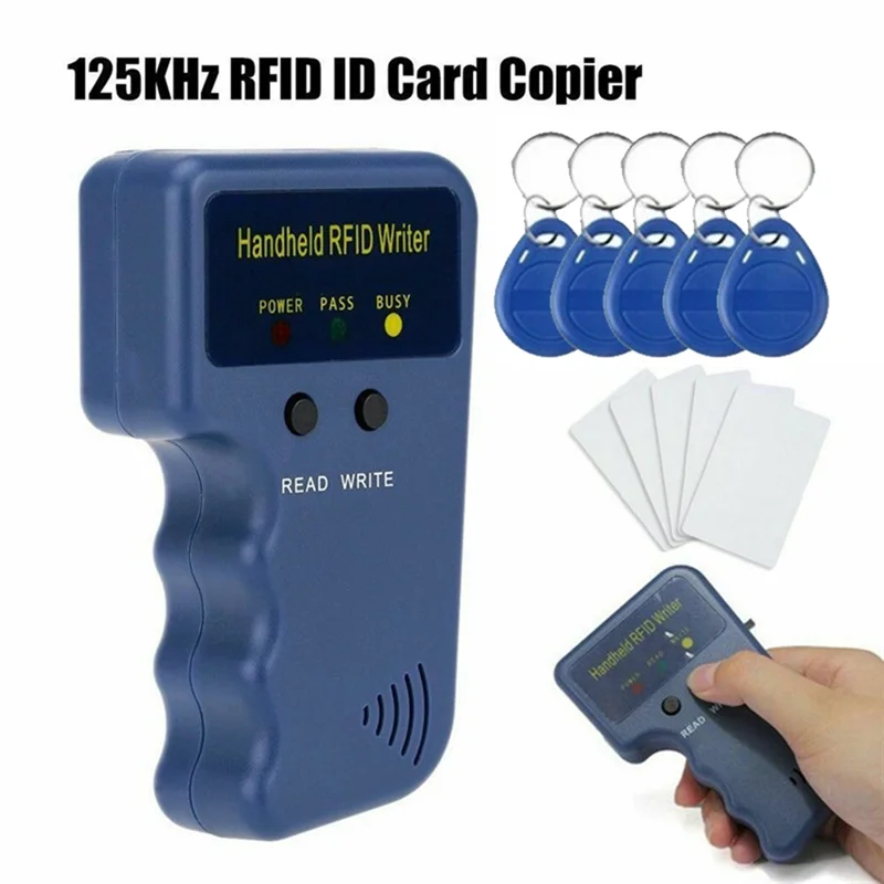 1Set EM4100 RFID Copier Writer Duplicator Programmer Reader + T5577 EM4305 Rewritable ID Keyfobs Tags Card Plastic 125Khz