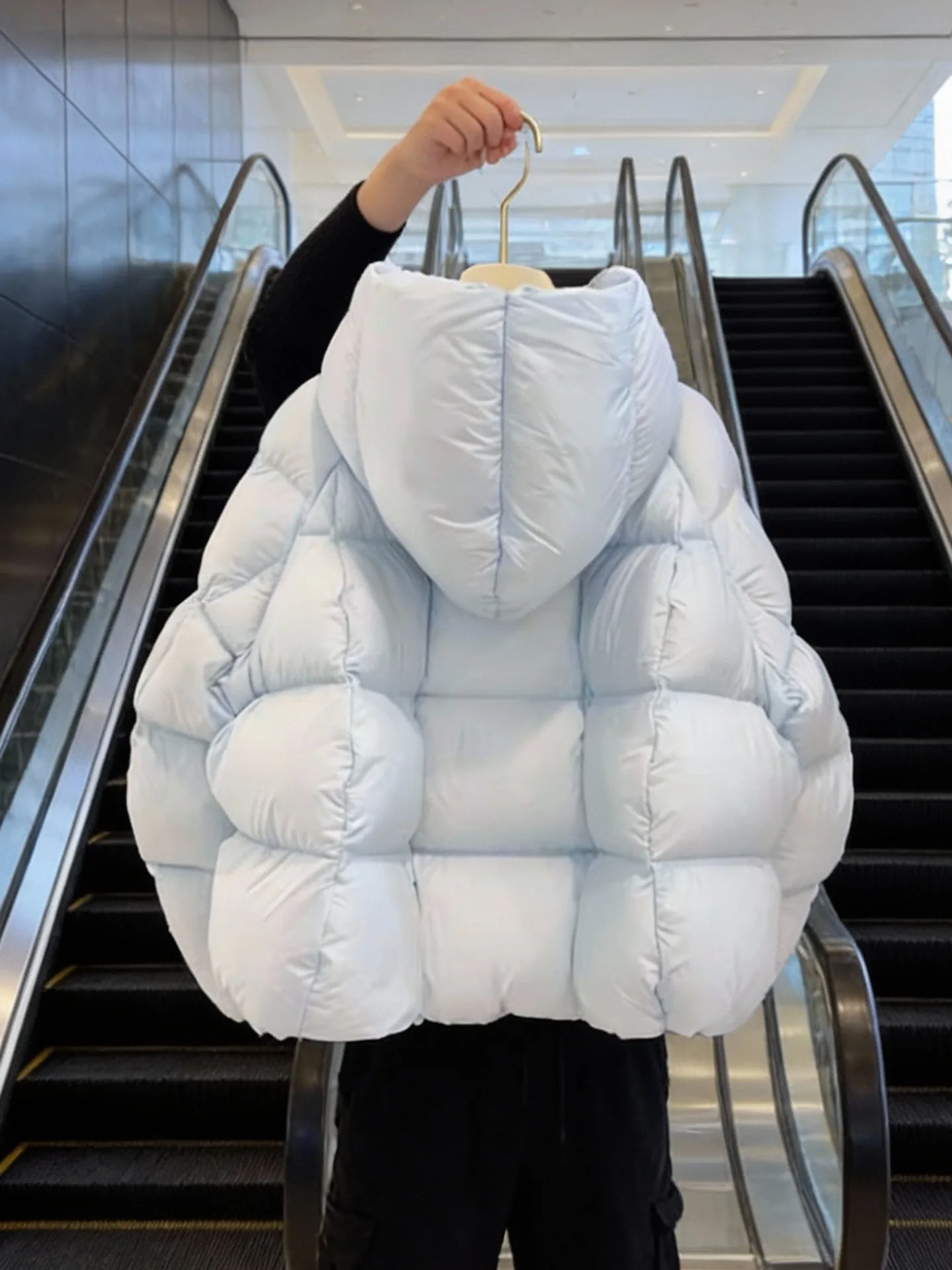 Sli ort Puffer Jaet Abrigo de invierno de algodón azul para mujer Thiened Casual Sle Regular Fit Cintura alta Largo Sve