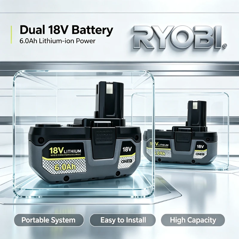 Genuine RYOBI 18V ONE+ 6Ah Lithium Battery, IntelliCell Electronics Rechargeable Battery for All ONE+ Series Cordless Hand Tools