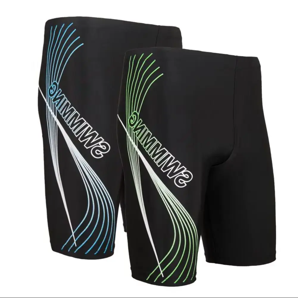 Summer Men Swim Shorts High Waist Letter Print Beach Tight Swimming Trunks Quick Drying Sports Surf Shorts Trunks Swimsuit