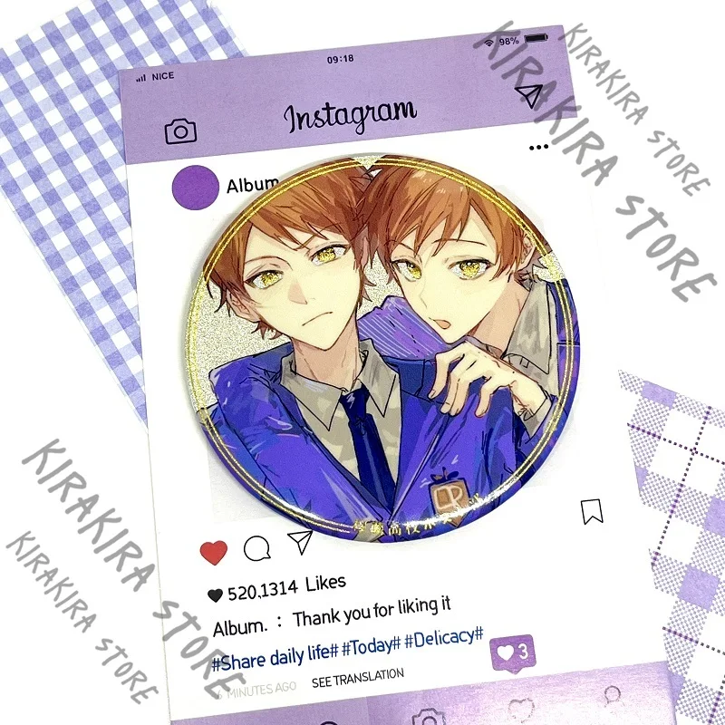 Ouran High School Host Club Hitachiin Hikaru Kaoru Acrylic Pendant Standing Sign Badges Cosplay Brooch Coloured Paper Breastpin