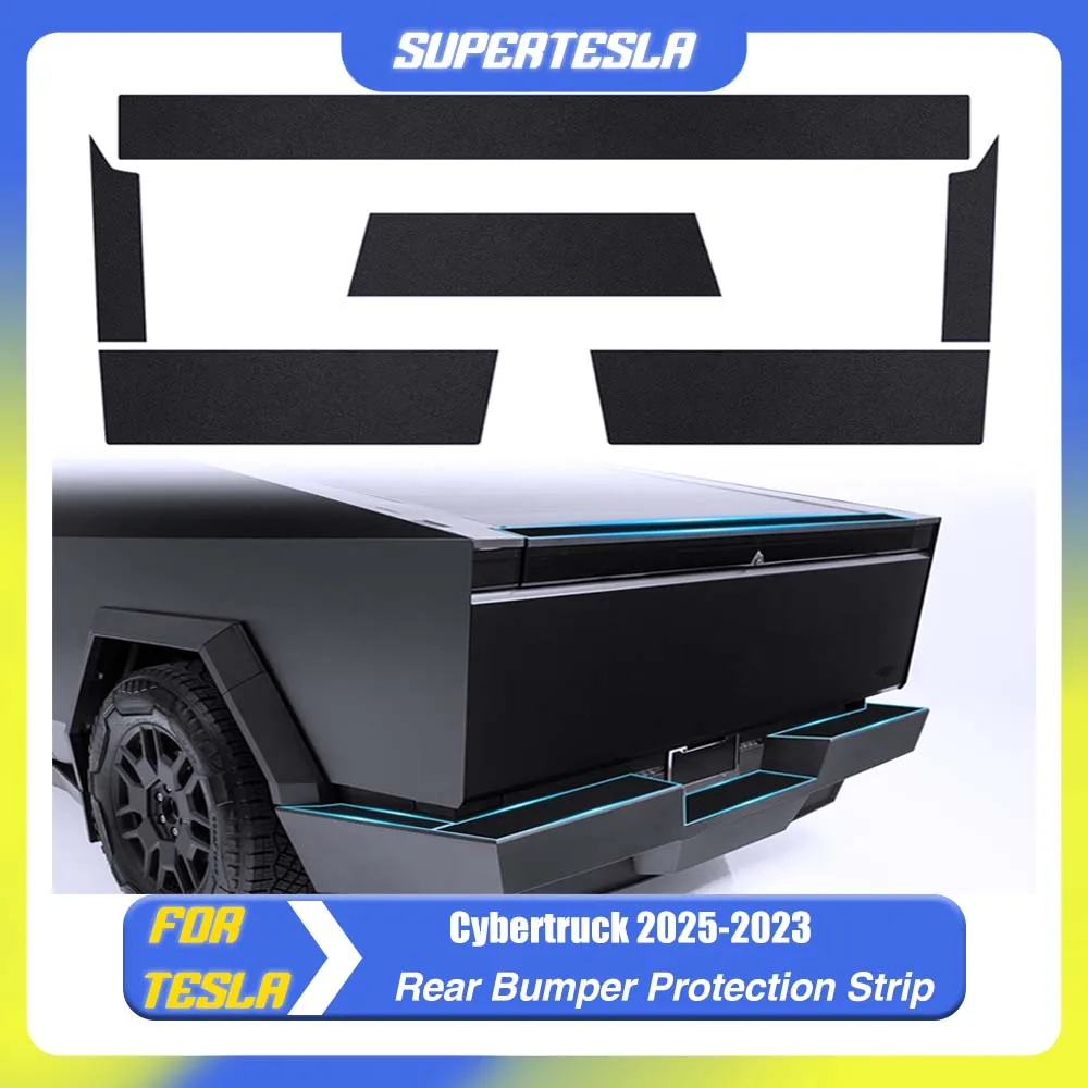 

Rear Bumper Protector For Tesla Cybertruck TPE Truck Bed Tailgate Step Sill Protective Trim Cover 2024 2025 Cy Accessories