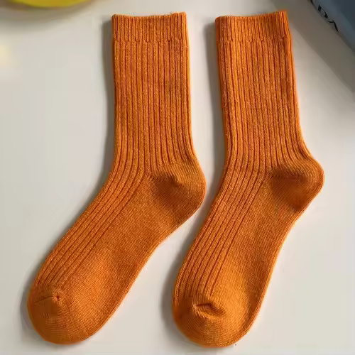 1 Pair Women Cotton Loose Socks Autumn Winter Knitting Solid Color Long Black Pink Korean Japanese Student Girls Stockings Retro - Image 14