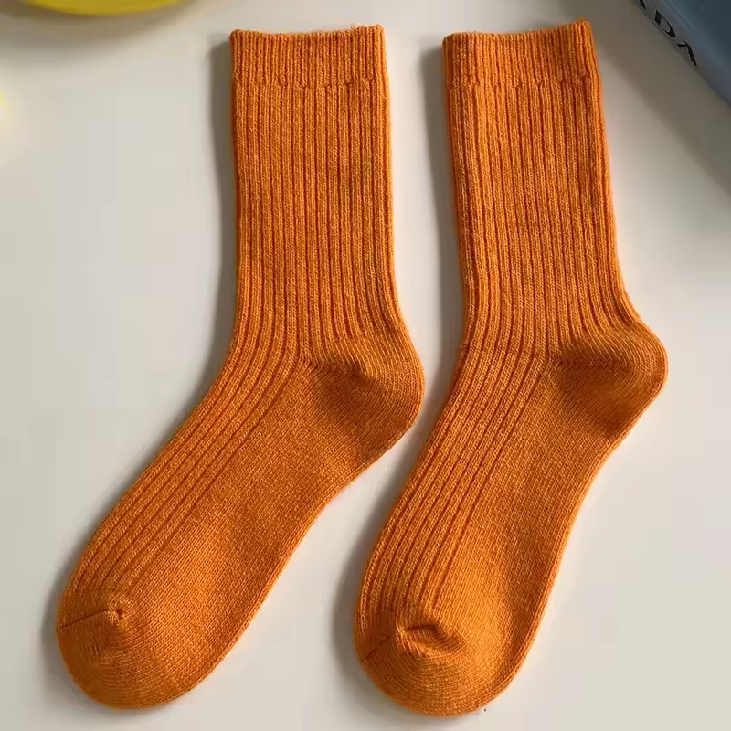 1 Pair Women Cotton Loose Socks Autumn Winter Knitting Solid Color Long Black Pink Korean Japanese Student Girls Stockings Retro - Image 14