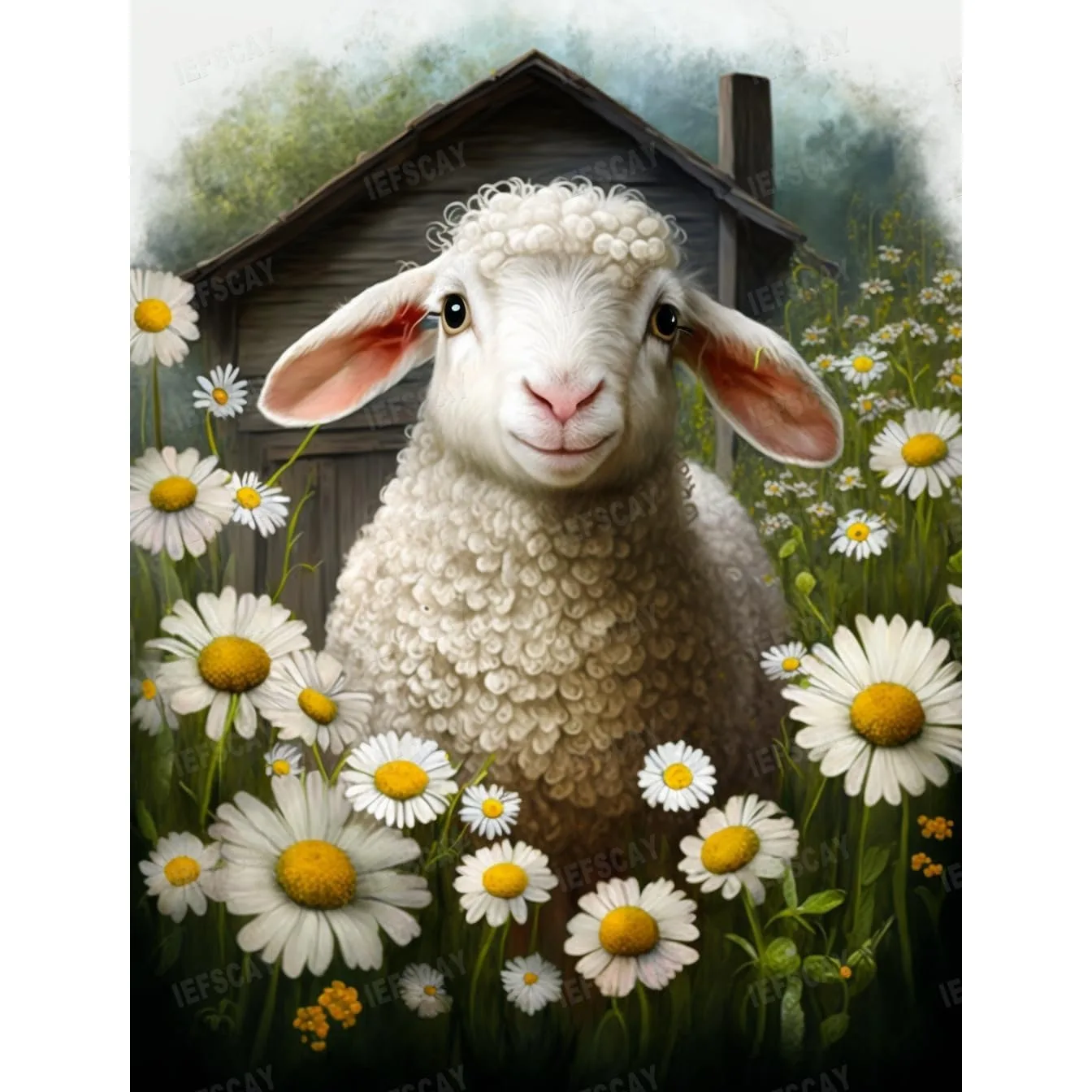 

Irish Sheep Diamond Painting Kit Full Square Drill Sheep Wall Art Picture Graffiti Style Lamb ダイヤモンドアート スクエア Semi-finished