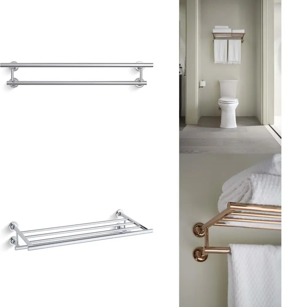 

Wall-Mounted Polished Chrome Bathroom Towel Shelf