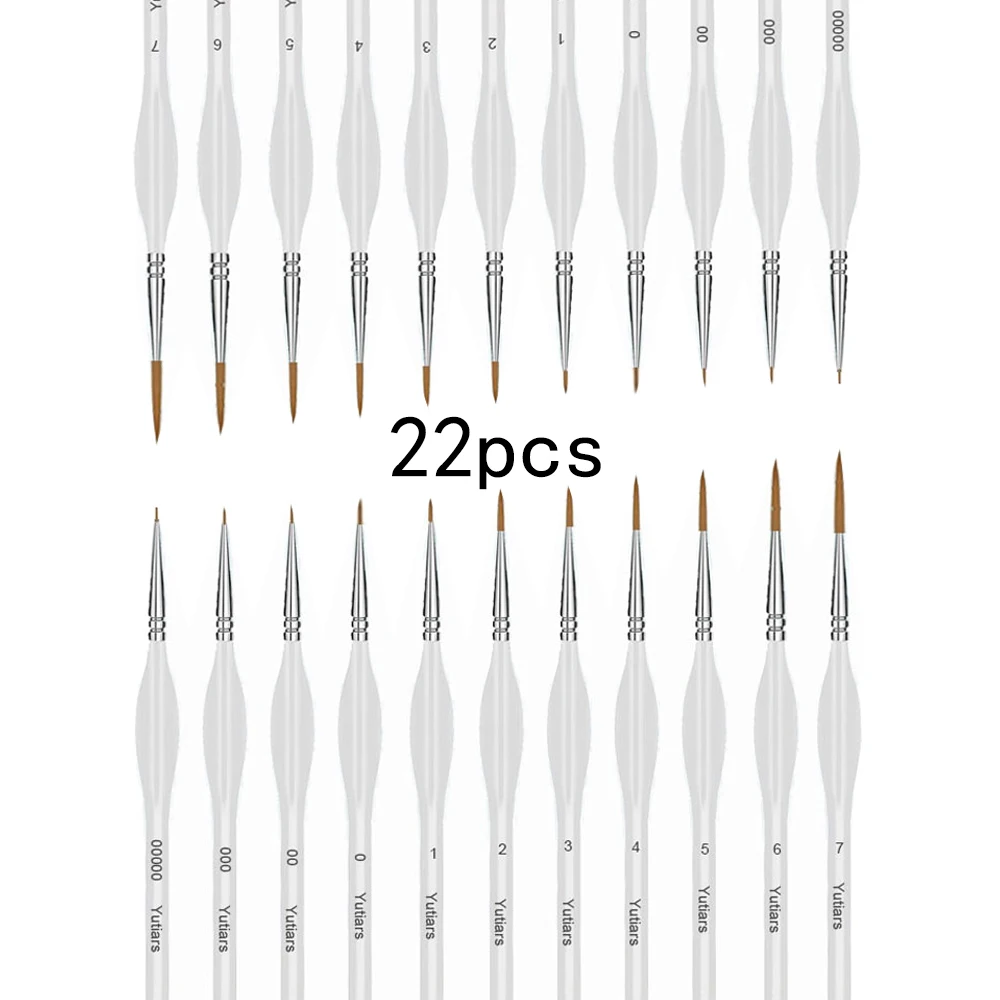 

22pcs Fine White Line Drawing Brush Gouache Oil Painting Pen Hook Line Manicure Student Art Supplies Special Color Stroke Tool