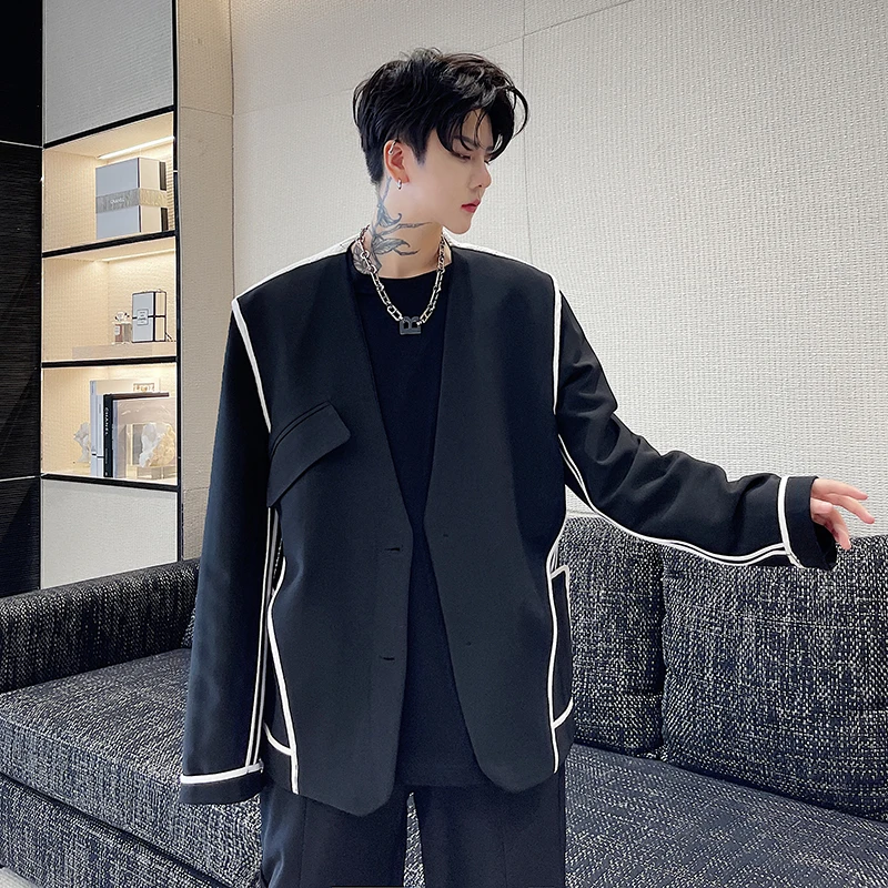 

Весенняя новинка: мужской костюм-двойка (жакет и брюки) класса люкс, с цветным блокированным дизайном, повседневный, классический, с длинными рукавами, без разрезов на штанинах.