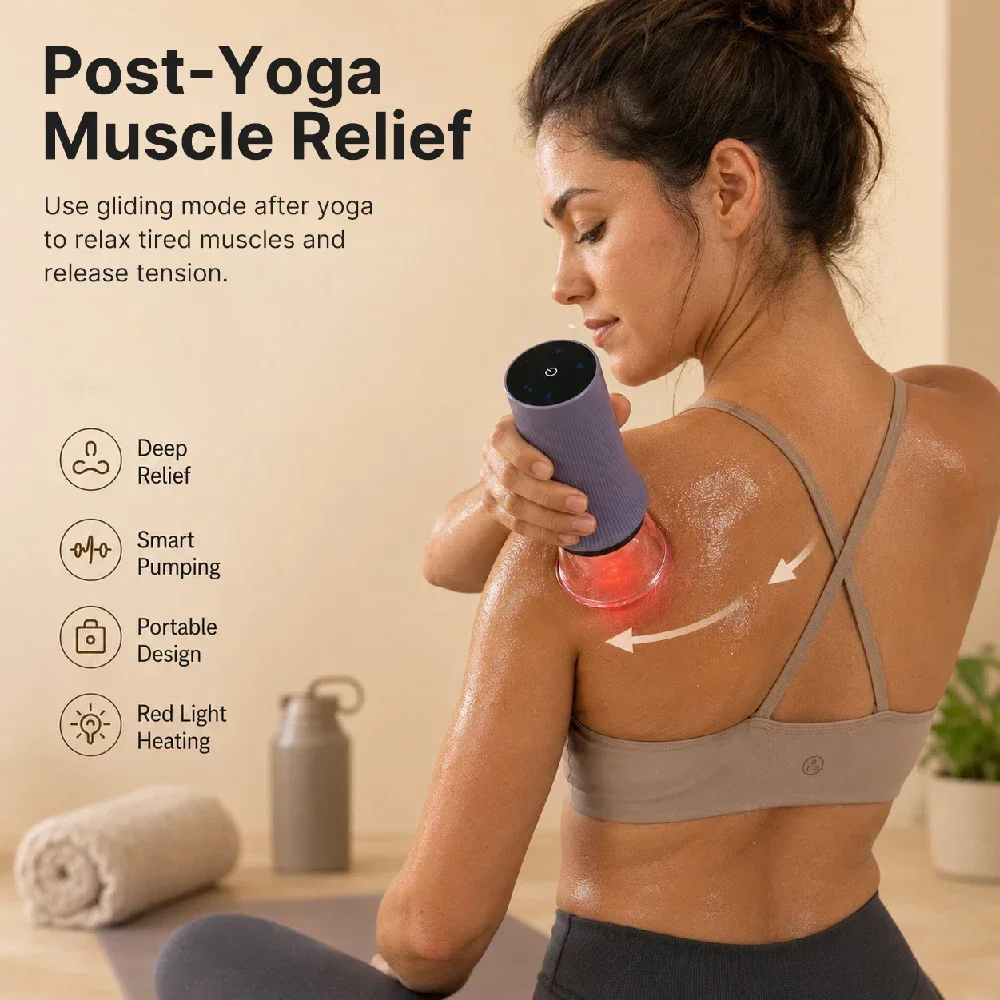 1Set Electric Vacuum Cupping Therapy, Smart Cupping Massager with Heat Red Light for Muscle Relaxation Body Care