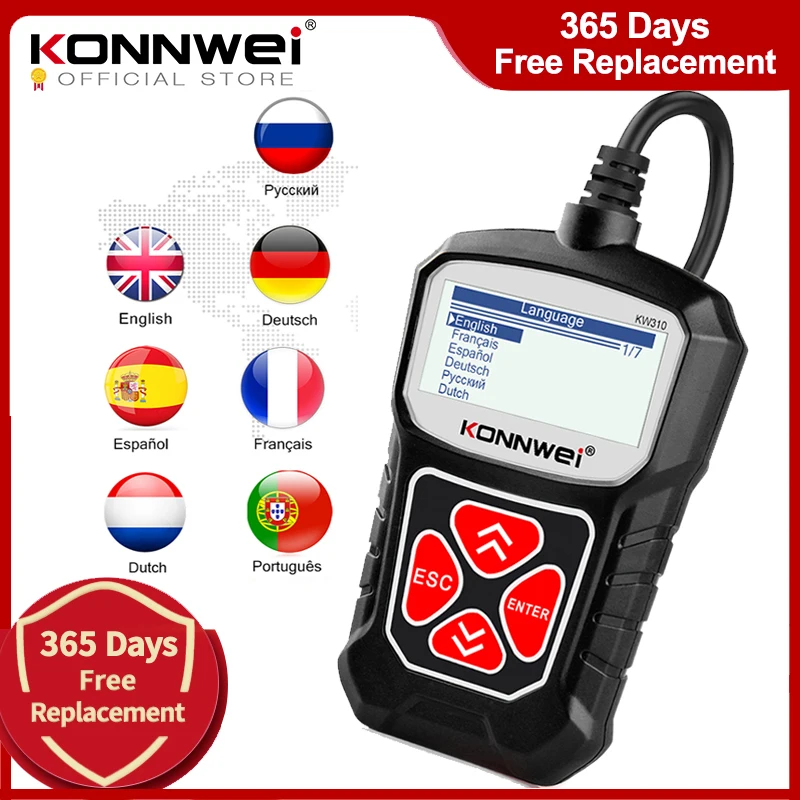 KONNWEI KW310 Obd2 Scanner for Auto Obd 2 Car Diagnostic Tool 2024 Automotive Scanner Car Tools odb2 PK Elm327