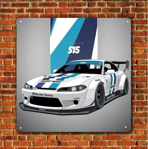 Silvia s15 Car Metal Poster - 30x30cm Collectable Tin Sign
