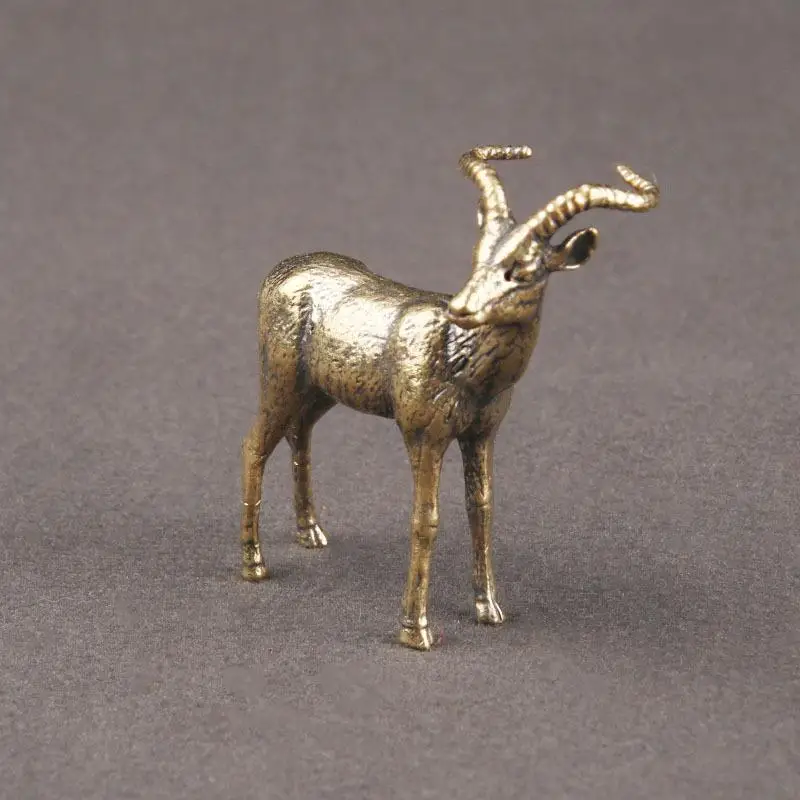 New Vintage Brass Leader Sheep Statue Desktop Ornament Metal Cute Figurines Miniatures Home And Office Decoration Car Ornaments