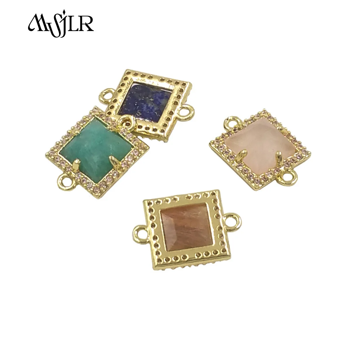 

MPC010 Wholesale Tiny Beautiful Gemstone Connector With Square Shape For Laddy Special Jewelry Gifts
