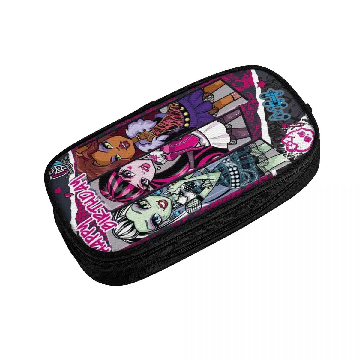 Imagem -03 - Estojos de Lápis Monster High Anime Grande Capacidade Caneta Bolsa Papelaria para Meninos e Meninas