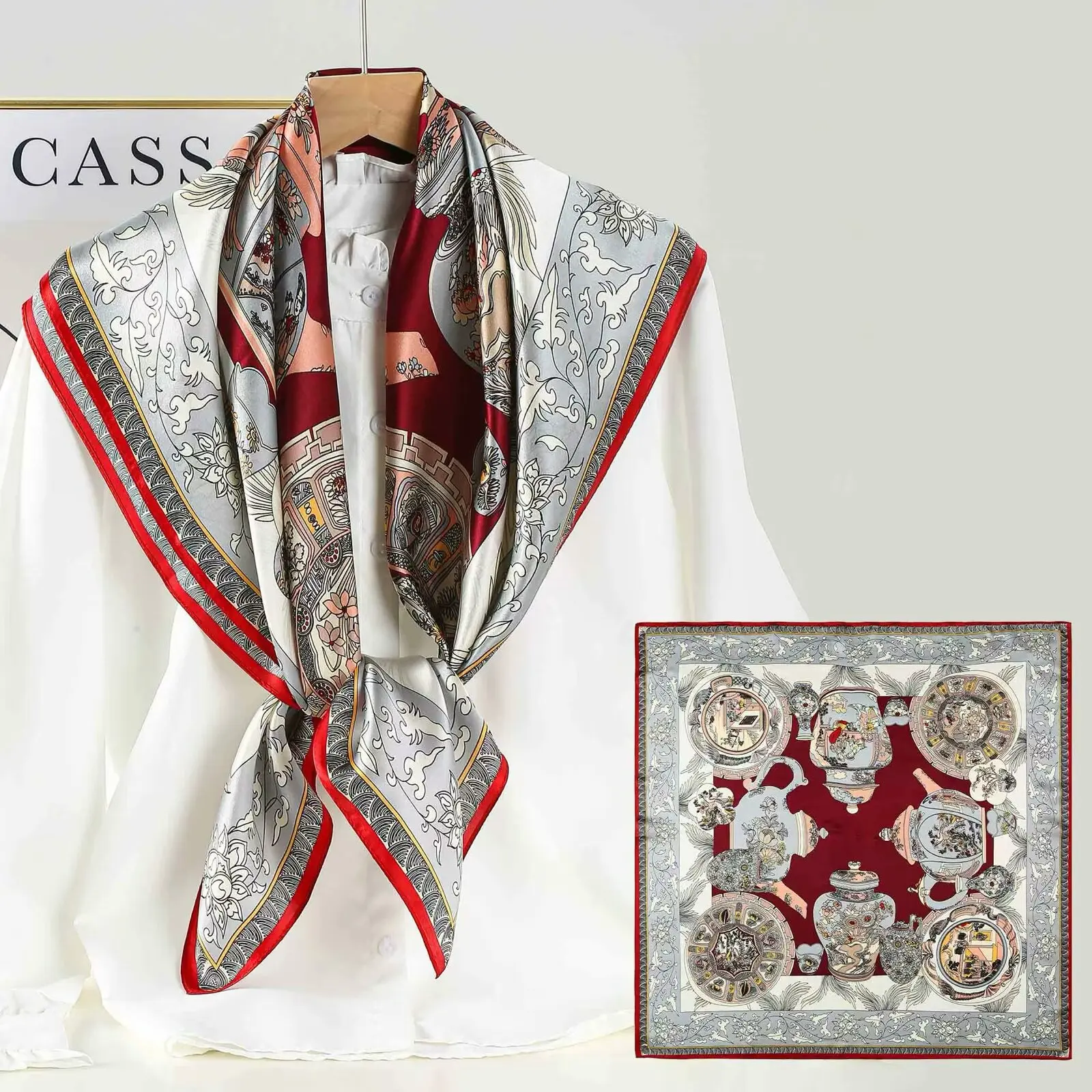 

European and American Style All-Matching Fashionable Golden Women's High-Grade Light Luxury Shawl Sunscreen Printed Scarf