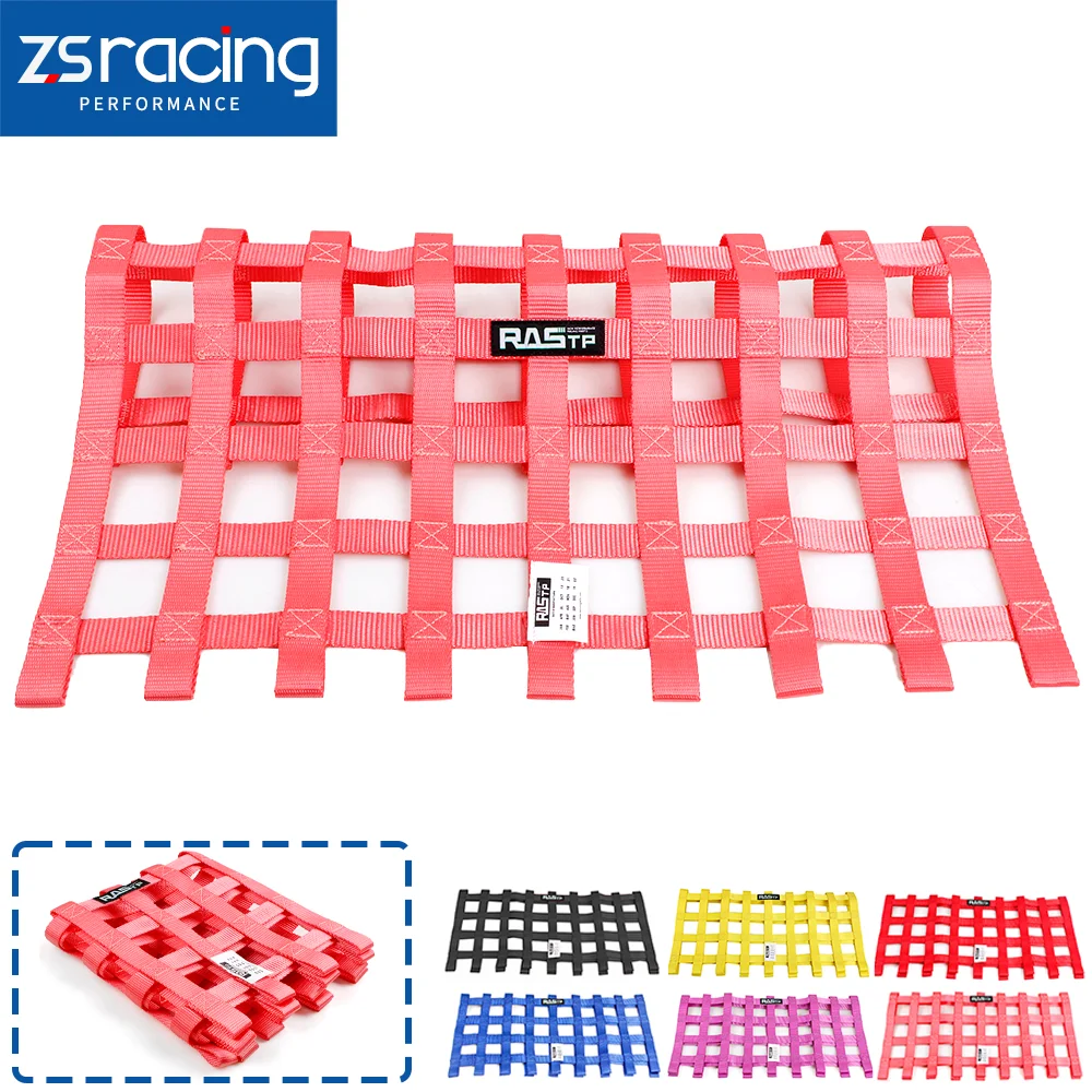 

ZSRA-Universal 23.6in x 23.6in Durable Nylon Racing Car Window Net Easy Install Rally Racing Safety Essential BAG053