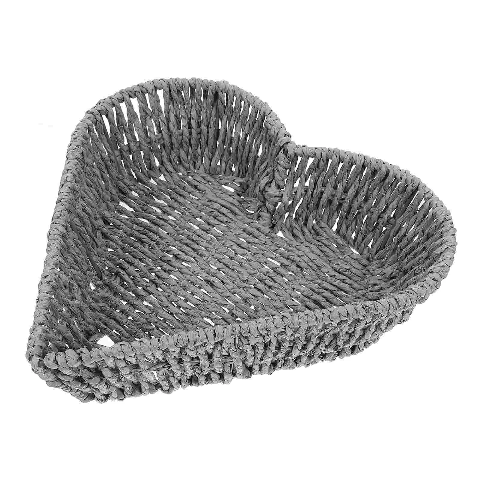 

Storage Basket Sundries Girl Weaving Imitation Rattan Baskets Paper Woven Bread Tray