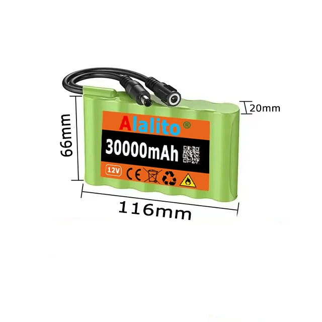 18650 Rechargeable Battery 12V 30000mah Lithium Battery Pack Capacity DC 12.6V 30Ah CCTV Cam Monitor with Charger