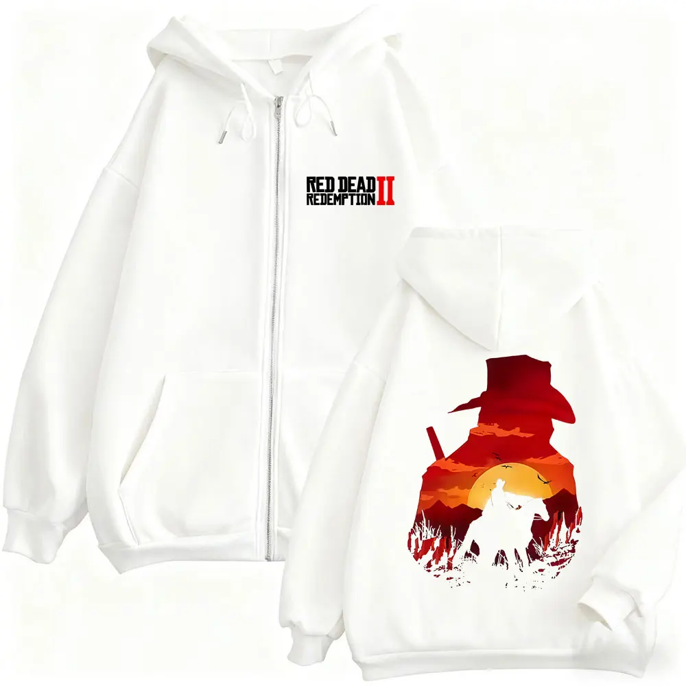

Game Player Red Dead Redemption 2 Zipper Hoodie Men Women Casual Vintage Zip Up Jacket Coat Male Fashion Oversized Streetwear