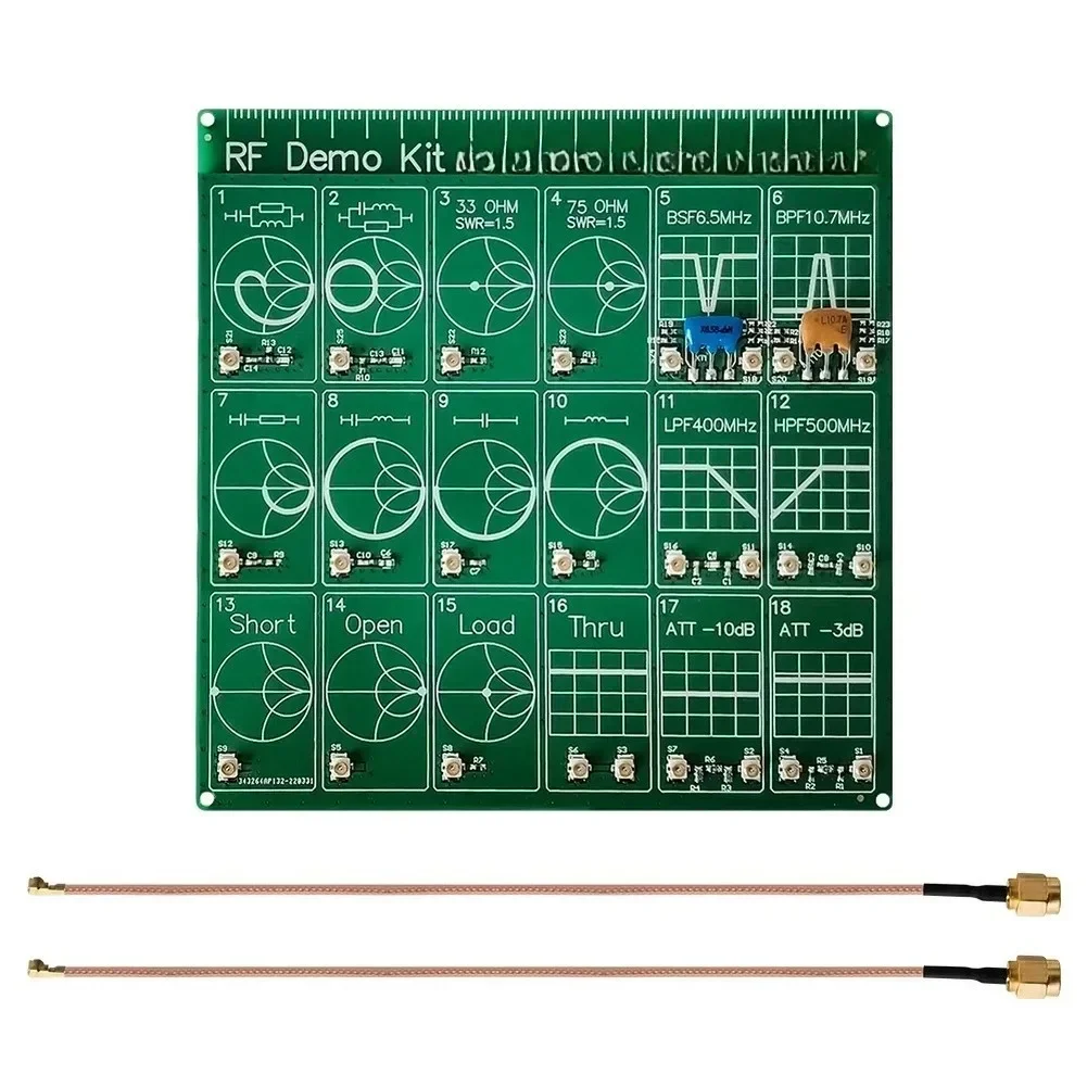 RF Demonstration Kit board for NanoVNA with vector network analyzer and antenna analyzer test calibration functions