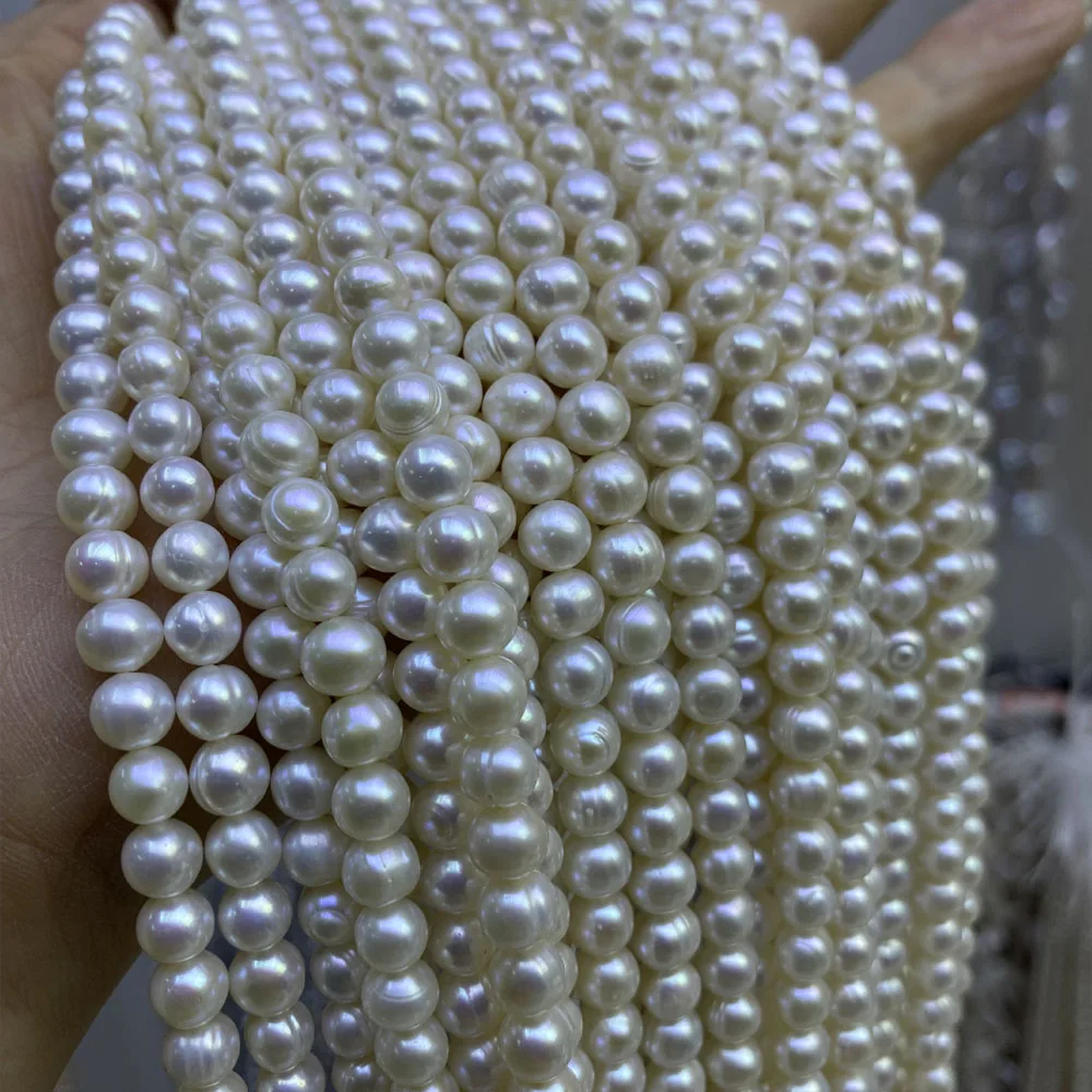

AA Grade White Natural Freshwater Pearls Potato Shape Strand Beads for Jewelry Making DIY Women Necklace Bracelet Accessories