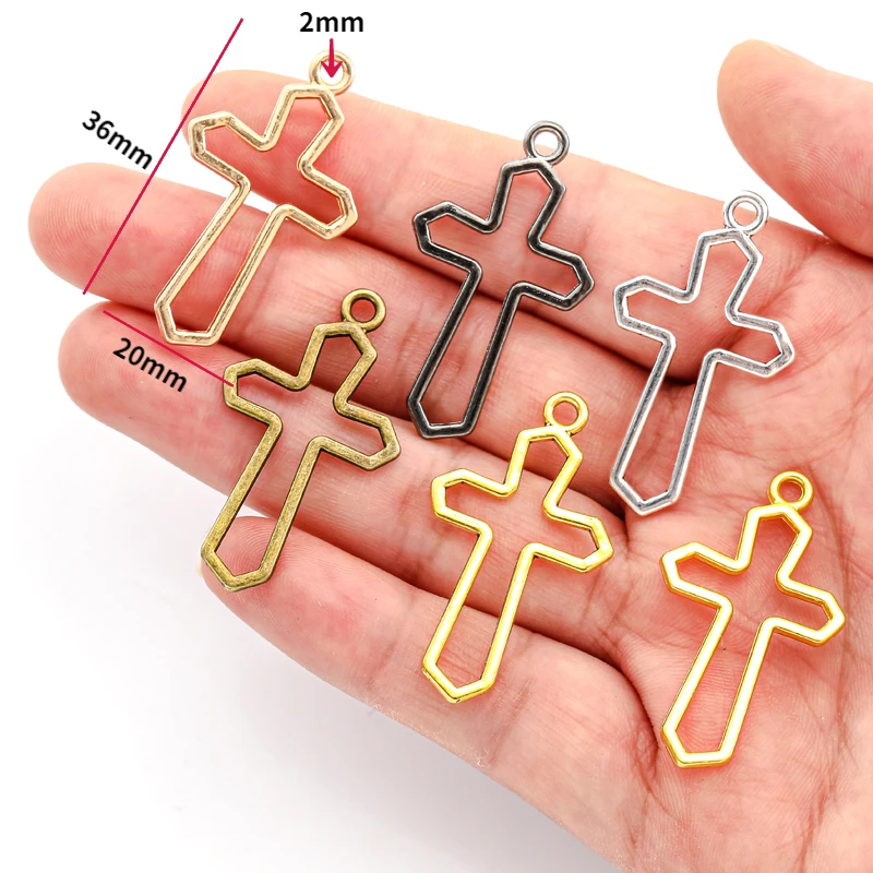 10pcs 6 color cross Charms Pendant for Bracelet necklace Pendant DIY Jewelry Metal Alloy Jewelry Marking 20*36mm T109