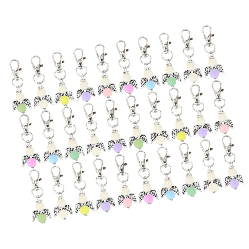 10/30Pcs Blessing Angel พวงกุญแจสำหรับอาบน้ำเด็กงานแต่งงานแถม Key ผู้ถือลูกปัดจี้ Keyring สำหรับครู