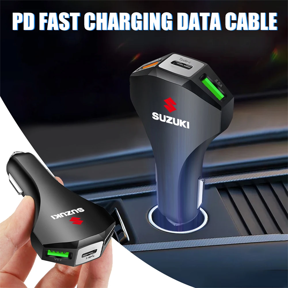 Cargador de coche encendedor de cigarrillos carga rápida USB tipo C cargador de teléfono para Suzuki Grand Vitara Baleno SX4 Swift Jimny ALTO Samurai
