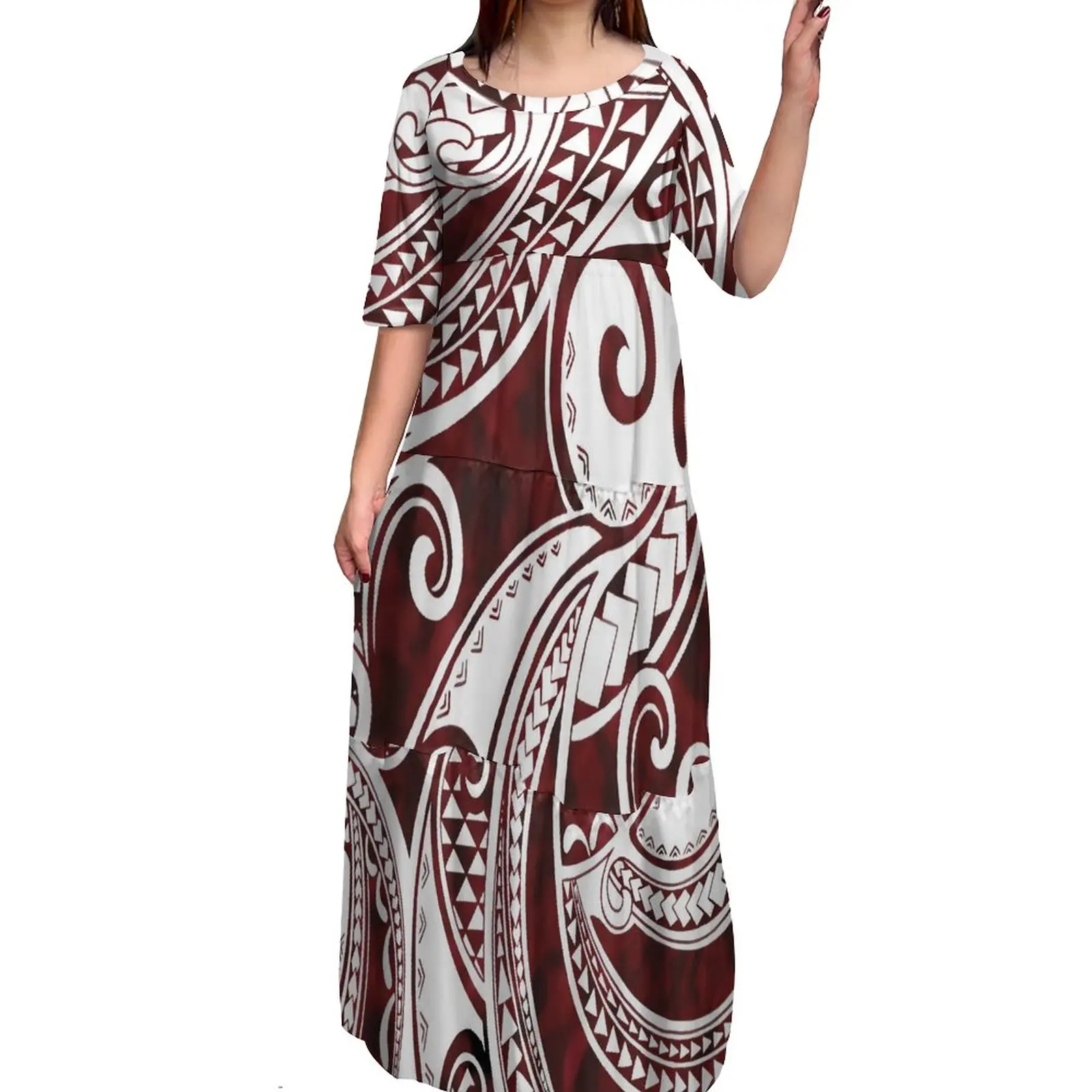 Full Skirt Dress Custom Ladies Long Skirt Polynesian Print Art Fluffy Dress Hawaiian Samoa Fiji Island Style Women'S Dress