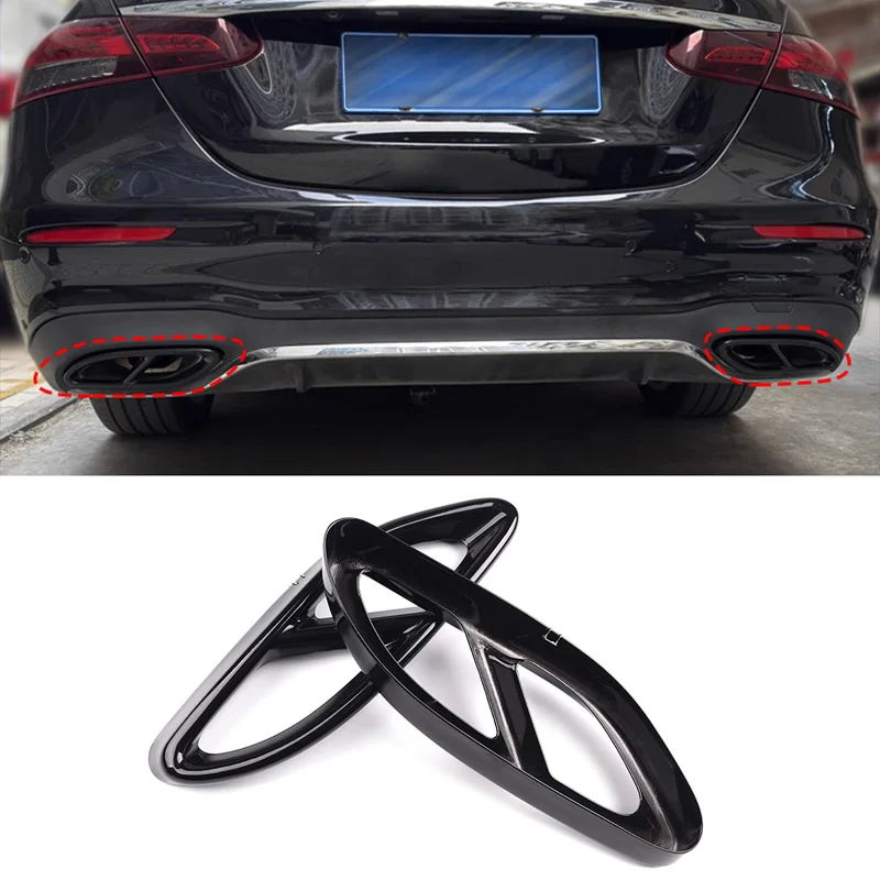Shiny Black ABS Exhaust Tip Cover Tail Throat Muffler Pipe For Mercedes-Benz C-Class W206 C200 C260 C300 2022+ AMG