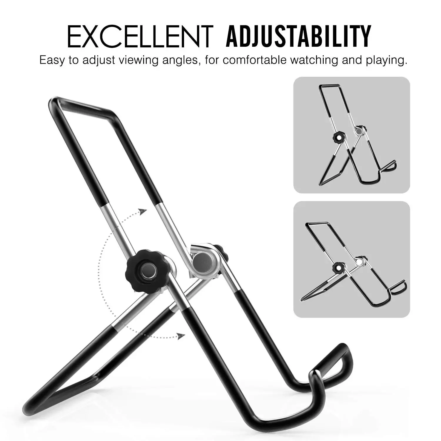 WEFOR Foldable Tablet Stand, Adjustable Portable Metal Holder Cradle for 9-12.9\