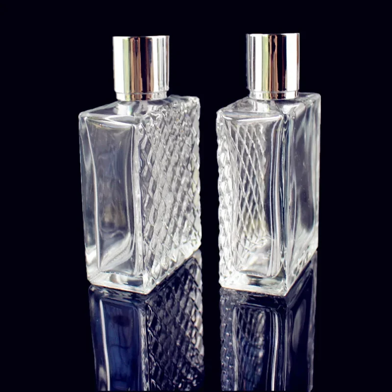 1pc 100ml Transparent Thick Glass Perfume Bottle Square Portable Empty Spray Fragrance Atomizer Refillable Bottles