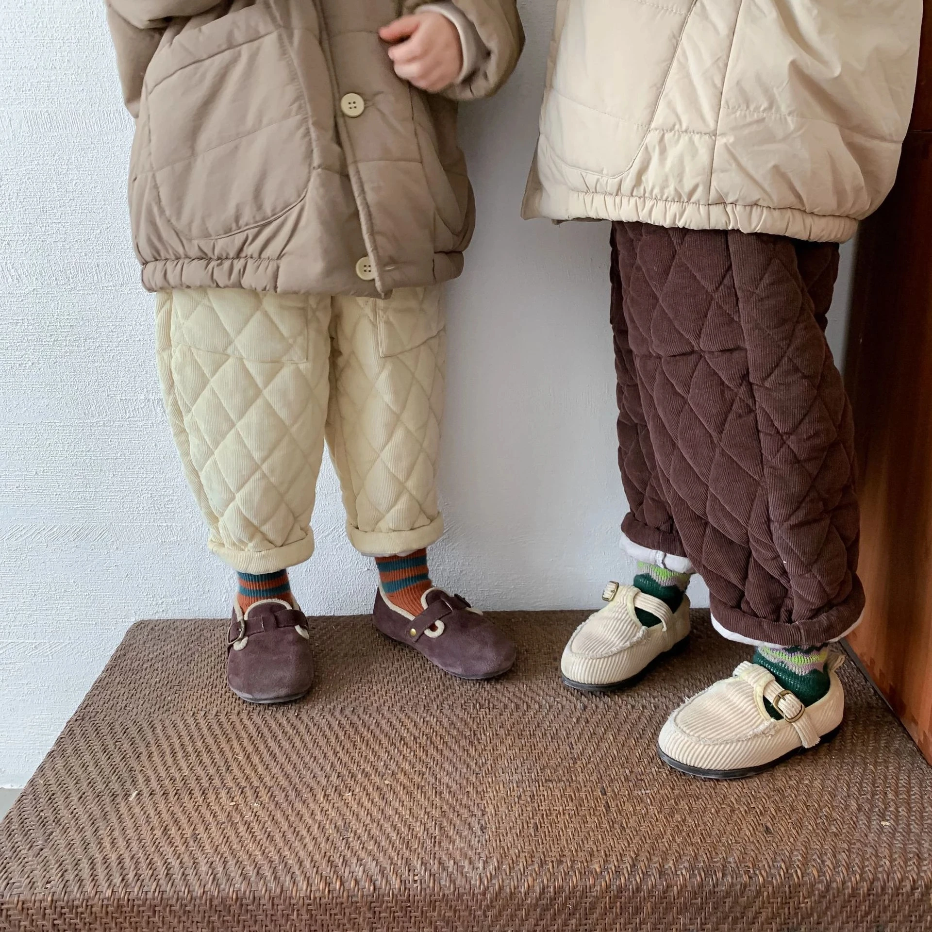 Children Pant Winter New Cotton Pants Warm Trousers Quilted Diamond Thickened Corduroy Pants Boy\'s Pant Warm Girl Trousers