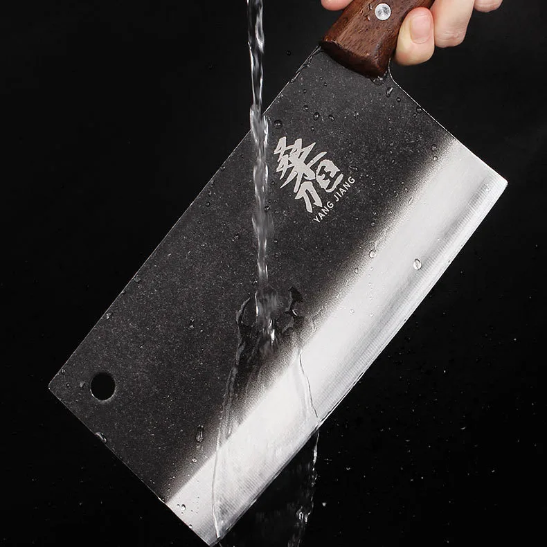 SHUOJI High Carbon Steel Kitchen Knives Chinese Kitchen Cooking Knife Non Stick Blade Slicer Knife Chef\'s Cleaver Wood Handle