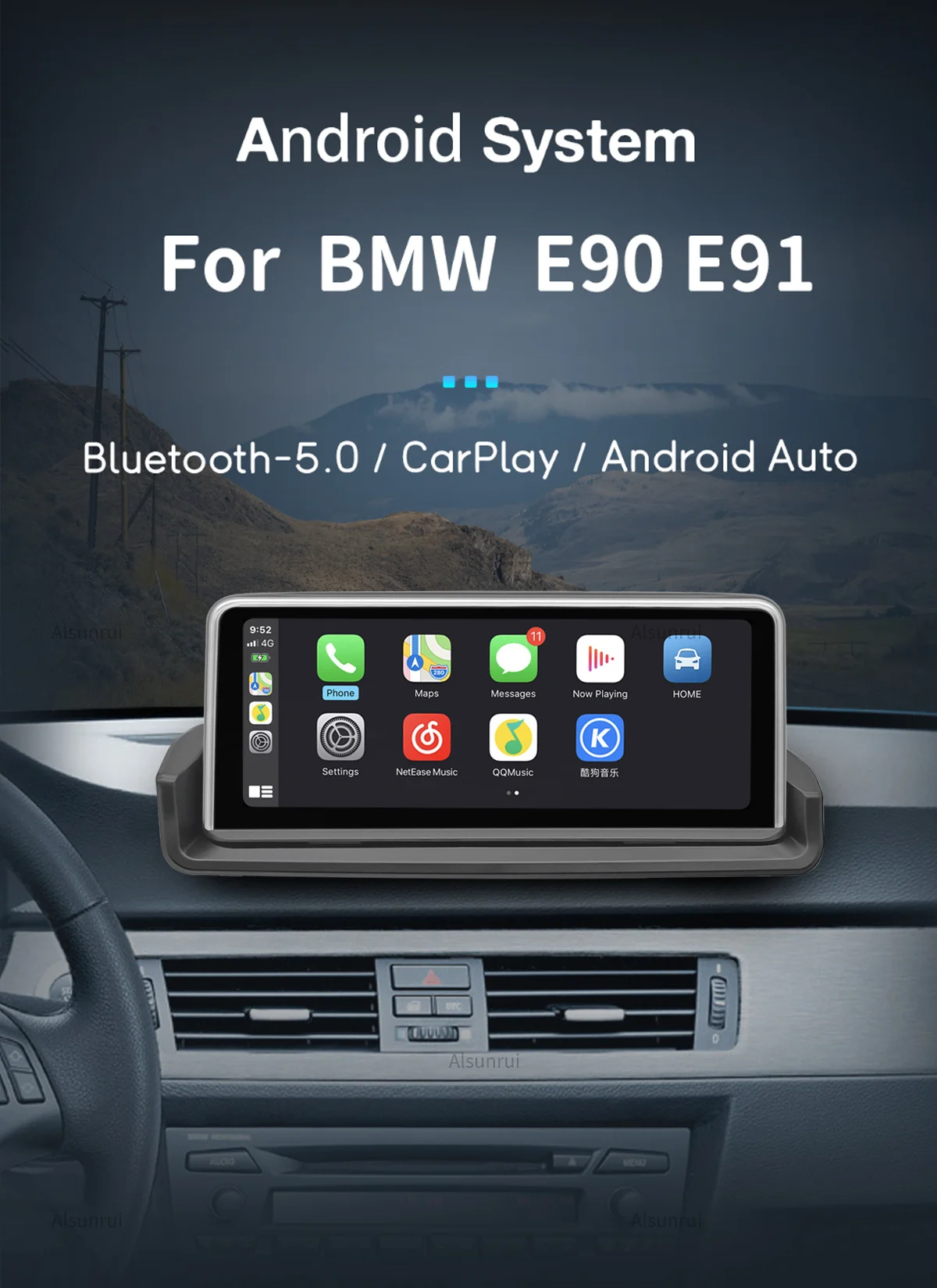 Wireless Carplay 2 din Adroid 13 Car Radio For BMW E90 E91 E92 E93 2005-2012 Multimedia Screen Audio Head Unit SWC idrive Stereo