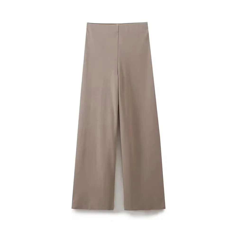 HH Women Fashion Vintage Solid Wide Leg Pants Elastic Waist Loose Casual Trousers For Woman 2024 Basic Pant