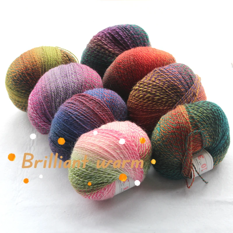 

50g Rainbow 100% Wool Gradient Dyed Yarn，for Hand Knitting Crochet Plush Thickness Lanas Thread DIY Soft Scarf Shawl Sweater