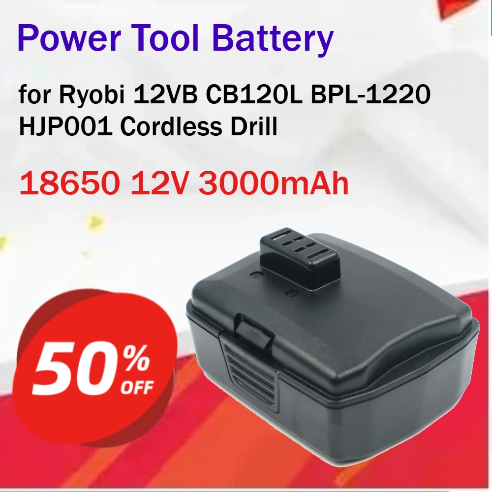 18650 12V 3000mAh Power Tool Battery for Ryobi 12VB CB120L BPL-1220 HJP001 Cordless Drill Grade A Full Capacity Cells