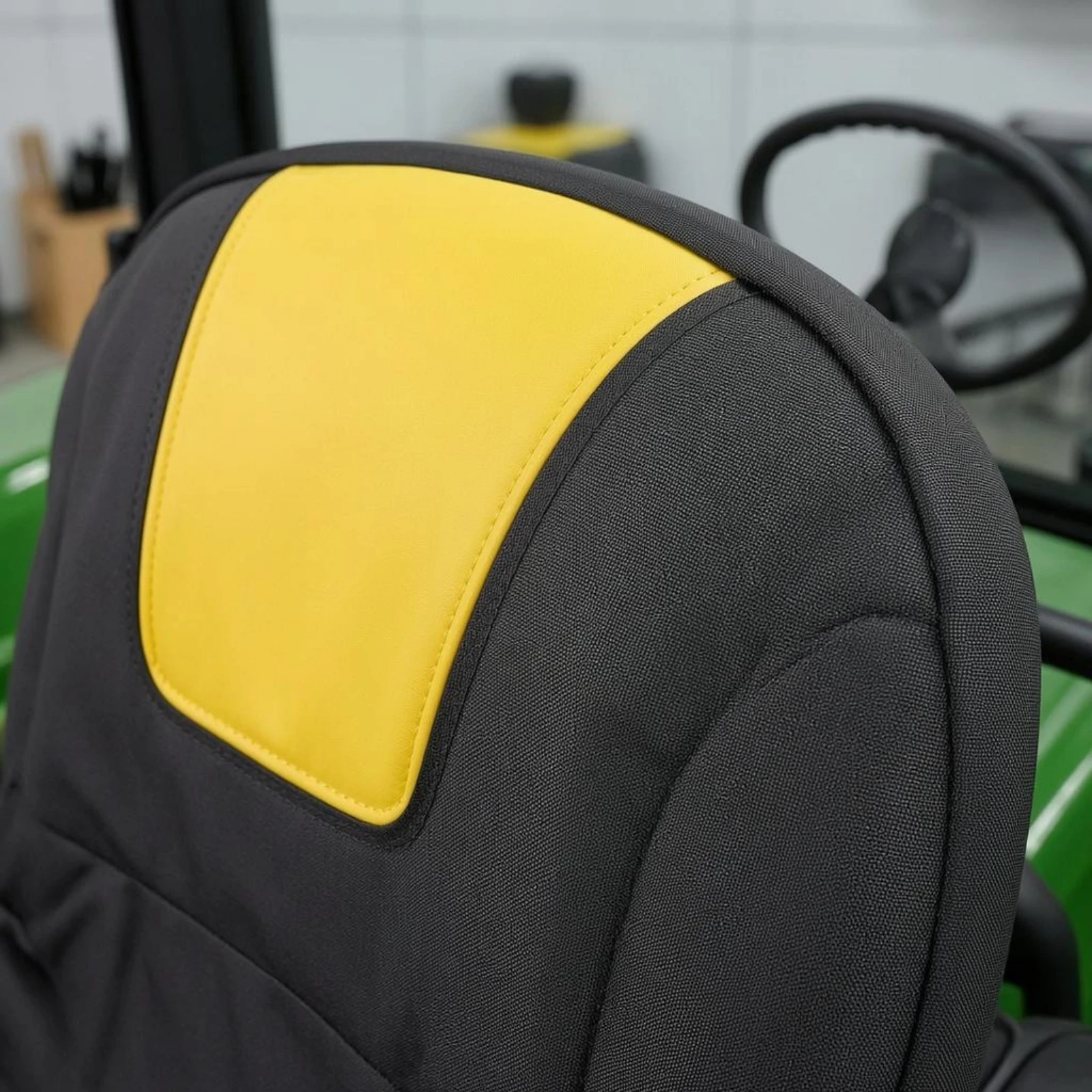 Lawn Mower Seat Cover Horizontal Panel Lines Padded Mower Seat Cover Outdoor Equipment Black Trim Easy to Clean