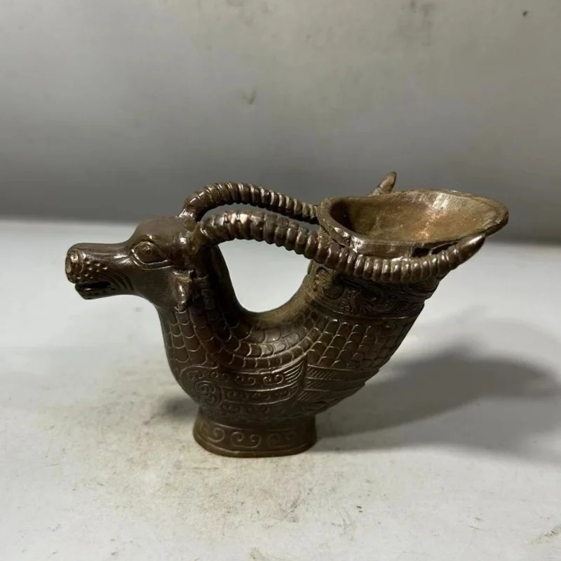 

Antique Qing Dynasty Qianlong Year Made Sheep Head and Horn Goblet Retro Ornament Water Cup Wine Cup Antique Old Antique Miscell