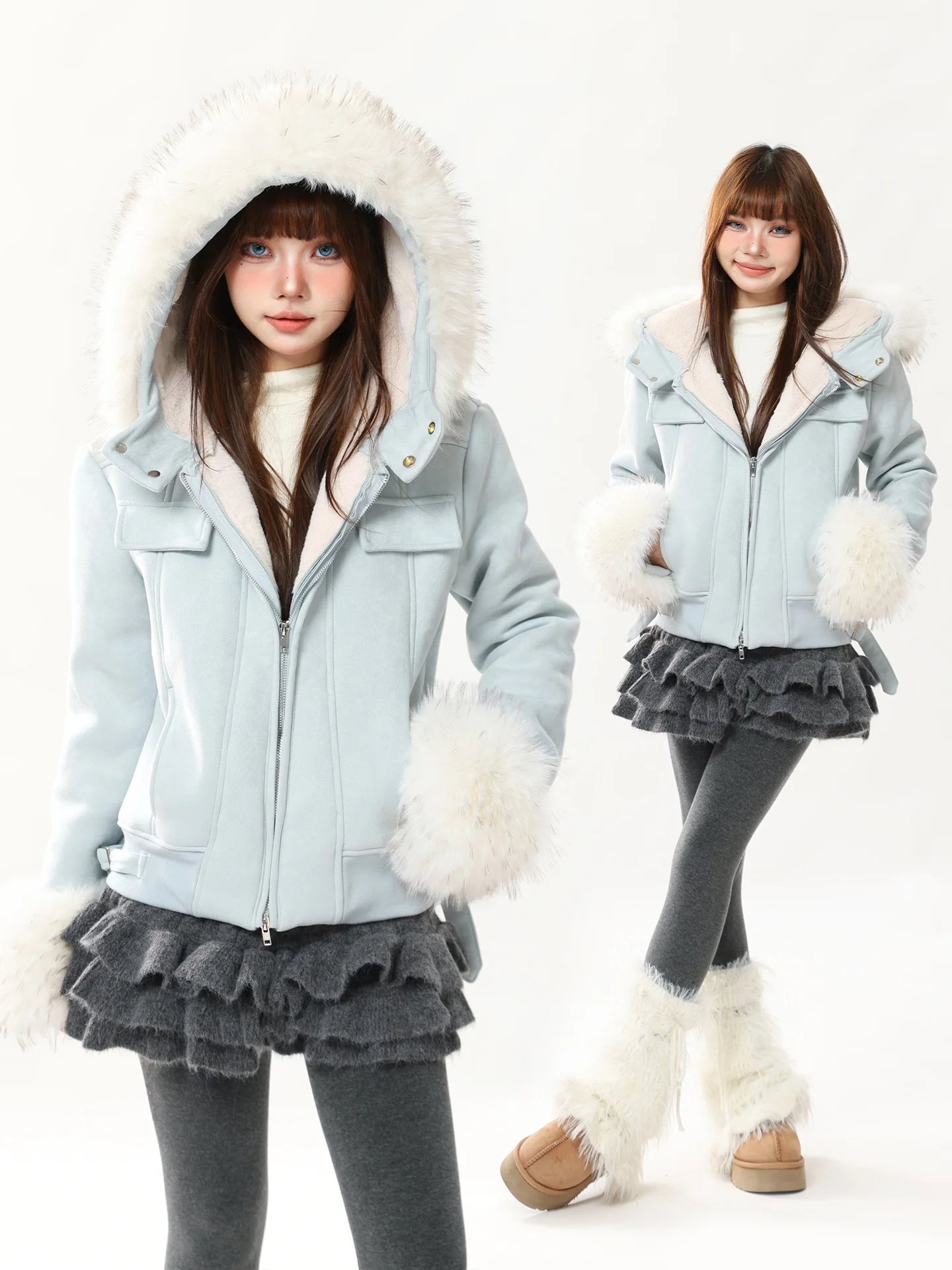 

Женская приталенная хлопковая куртка с воротником из замшевого бархата, укороченная, для повседневной носки, с длинными рукавами, на молнии