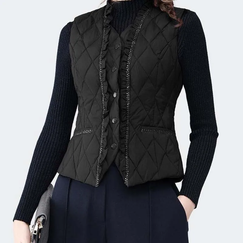 2026 New Korean Down Cotton Vest Women Autumn Thin And Short Fashion All-match Sleeveless Waistcoat Ladies Female Tops