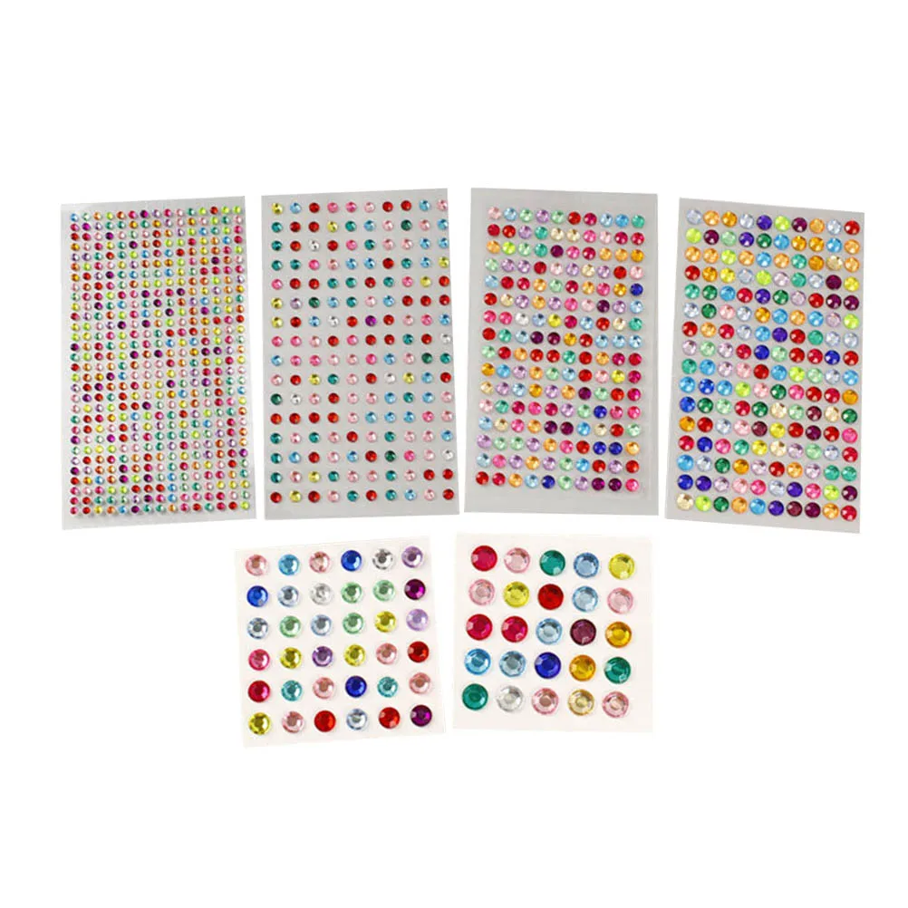 

12 Sheets Round Acrylic Jewel Stickers Rhinestone Gems Creative Craft Decoration Self Adhesive Clear Crystal Diamond Set For