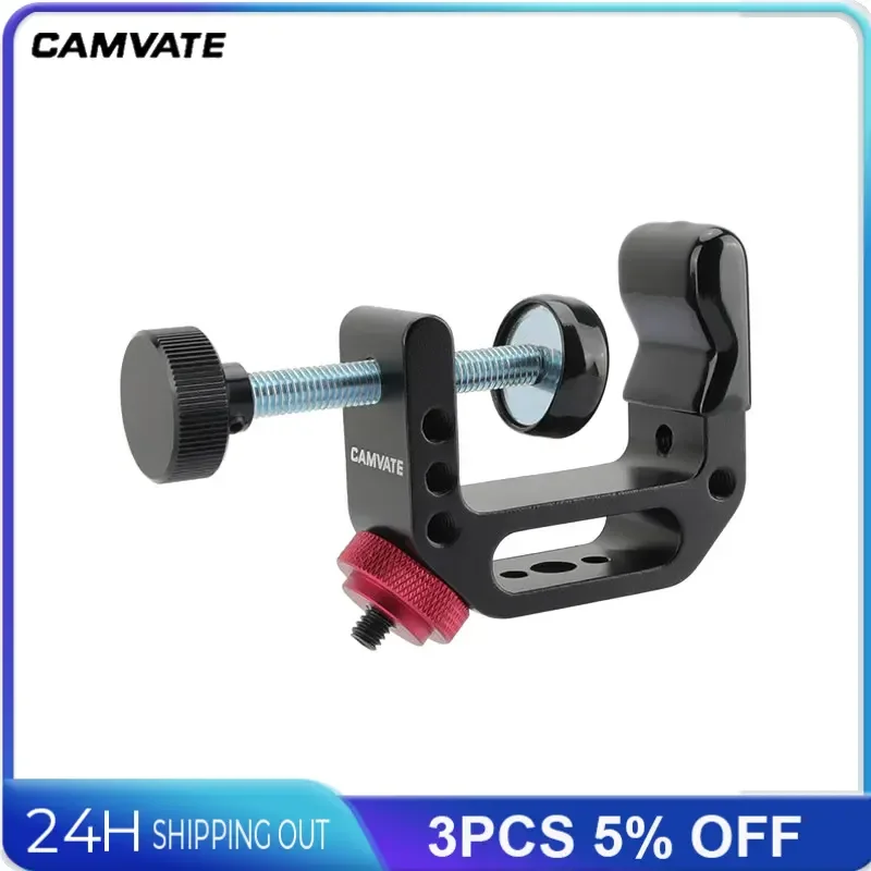 CAMVATE Universal C-Clamp Support Clamps With 1/4"-20 Thread Screw Mount For Microphone/Monitor/Flash/Video Light/LCD Mounting